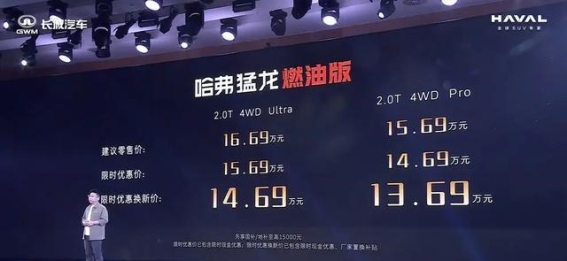 哈弗猛龙燃油版正式上市 13.69万起硬派越野更具竞争力