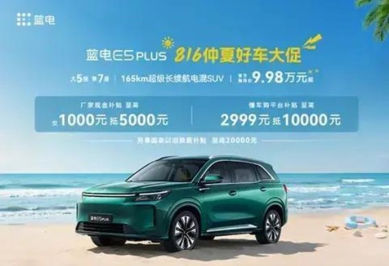 蓝电E5 PLUS先享版置换升级活动：高达2万元补贴，轻松换车