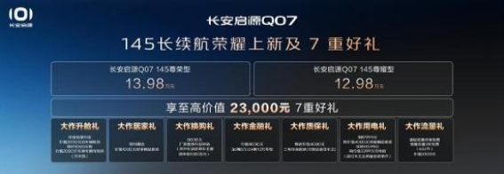 长安启源Q07 145系列全新发布，智能舒享加持，12.98万元起