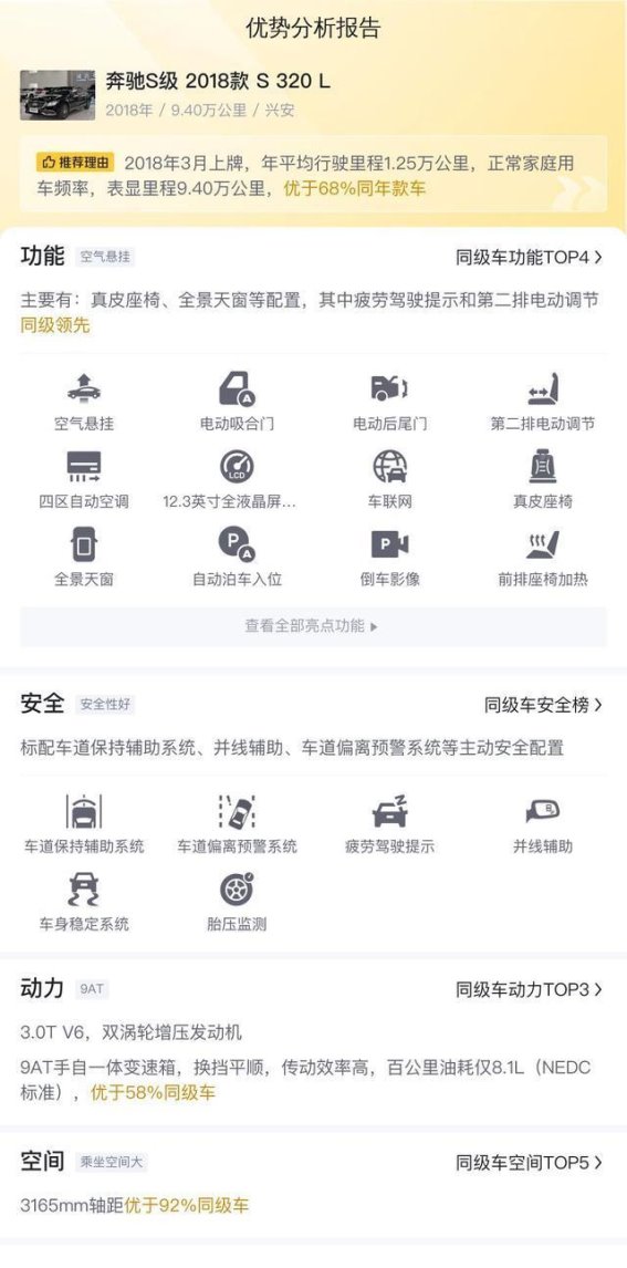 轻松拥有奔驰S级:2018款S 320 L二手车性价比分析
