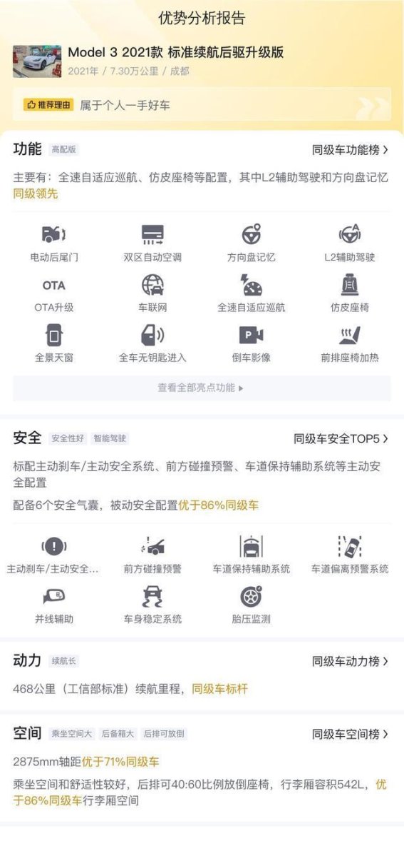 12万不到,特斯拉Model 3 2021款二手车性价比分析